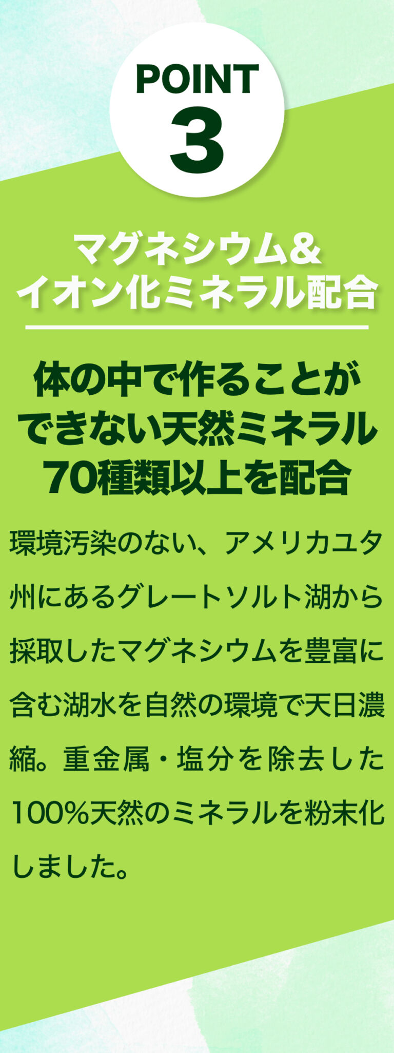 グリーンモンスターは天然ミネラル70種類以上配合